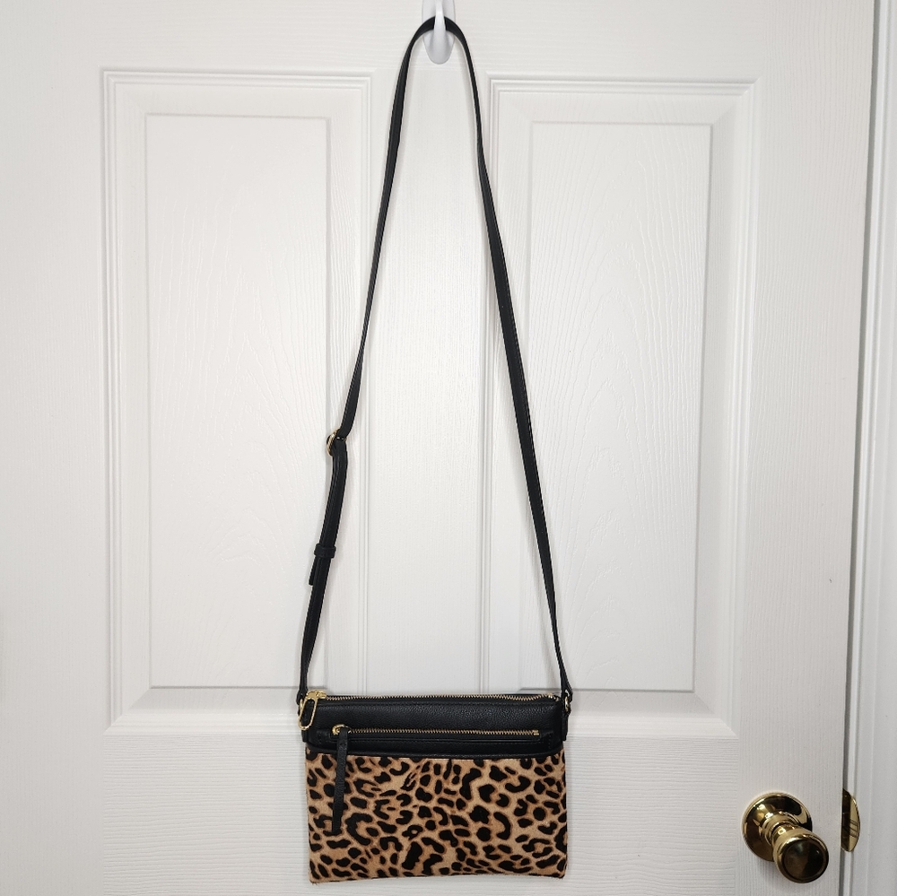 Talbots Calf Hair Cheetah Animal Print Crossbody NWT - Picture 3 of 13